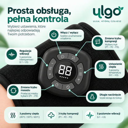 ULGO™ – Masażer Kostek 3w1 z Ciepłem, Kompresją i Wibracjami